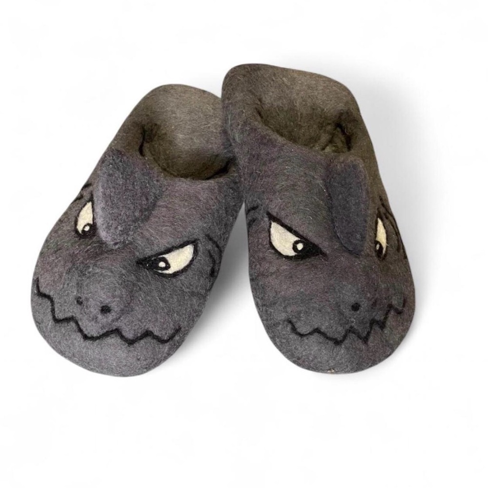 Handmade Felted Wool Grey Shark Slippers